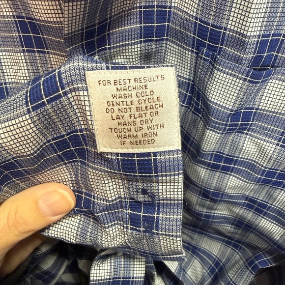 Peter Millar Blue Plaid Button Down Shirt Size L 100% Cotton - Picture 4 of 4